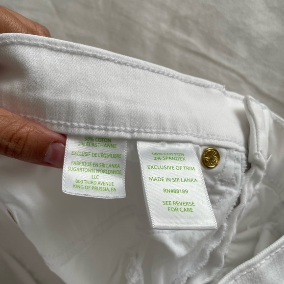 Lilly Pulitzer White Ankel Cropped Jeans w/ Raw Hem - Picture 7 of 7